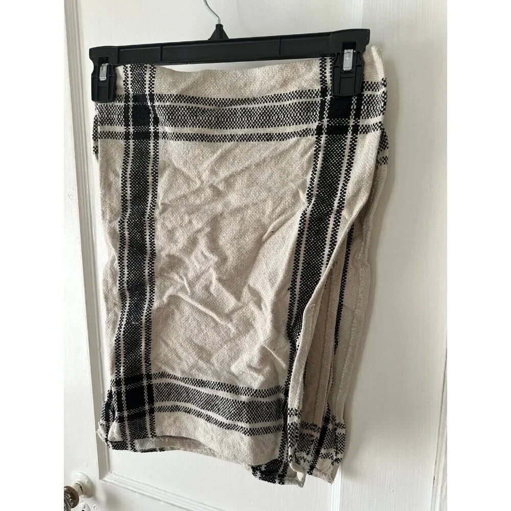 Black and white plaid three fabric table placemats
